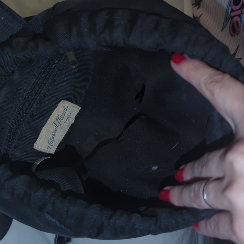 Black Backpack With Front Zipper And Drawstring C… - image 4